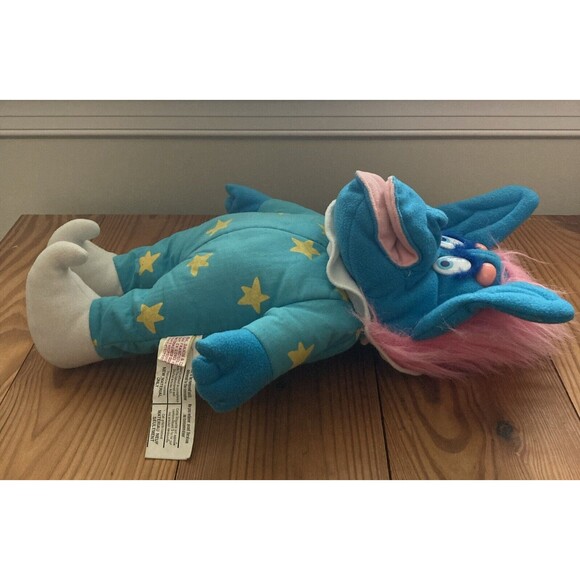 Dakin Blue Alien Wizard Hand Puppet Vintage Stars Pink Hair 1987 French Canada - Picture 13 of 16